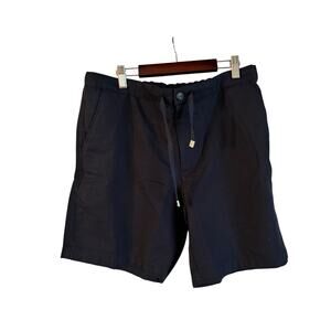 Mango Men’s Cotton Linen Blend Chino Shorts Drawstring Black Size 32 NWT Pockets